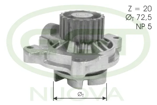 Pompe à eau, refroidissement du moteur GGT PA10775