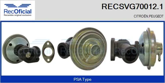 Vanne EGR RECOFICIAL RECSVG70012.1
