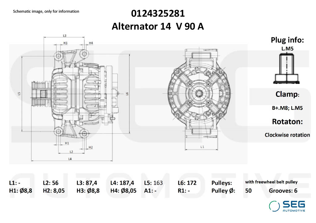 Alternateur SEG Automotive 0124325281