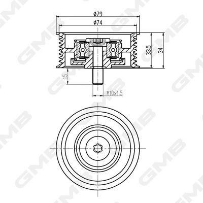 Poulie renvoi/transmission, courroie crantée GMB Oceania GTC1240
