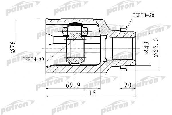 Jeu de joints, arbre de transmission PATRON PCV1011