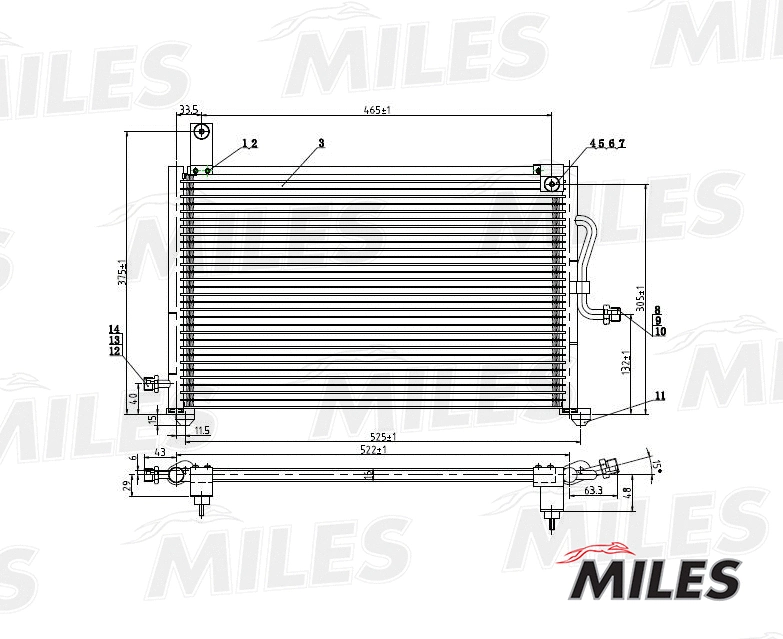Condenseur, climatisation MILES ACCB016