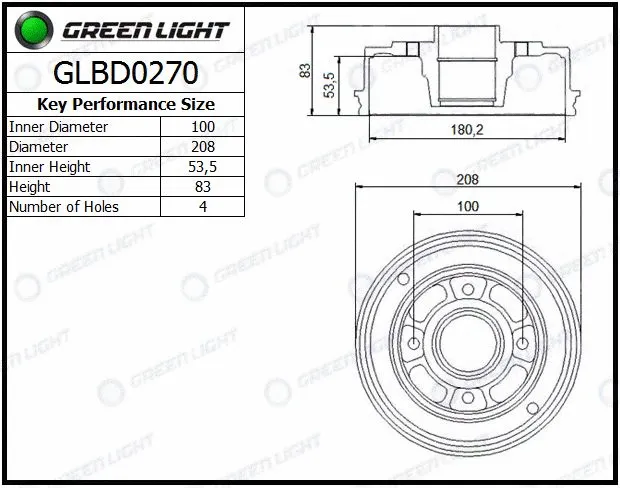 Tambour de frein Automotive Adriado GLBD0270