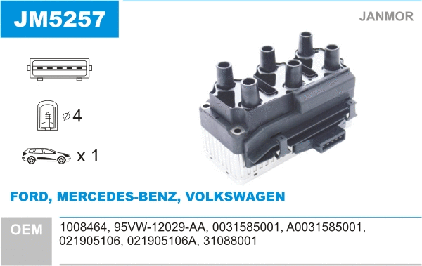 Bobine d'allumage JANMOR JM5257