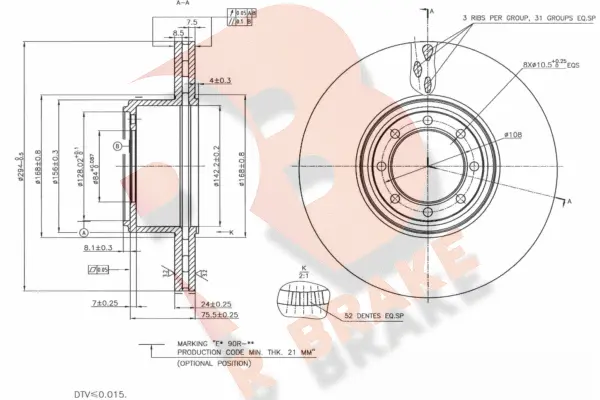Disque de frein R BRAKE 78RBD28763