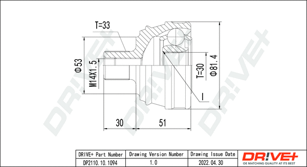Jeu de joints, arbre de transmission Dr!ve+ DP2110.10.1094