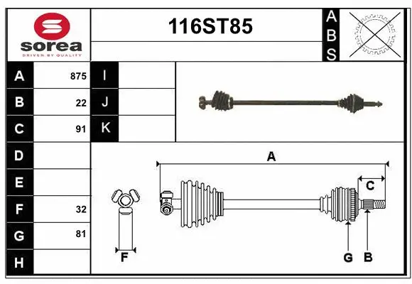 Arbre de transmission STARTCAR 116ST85