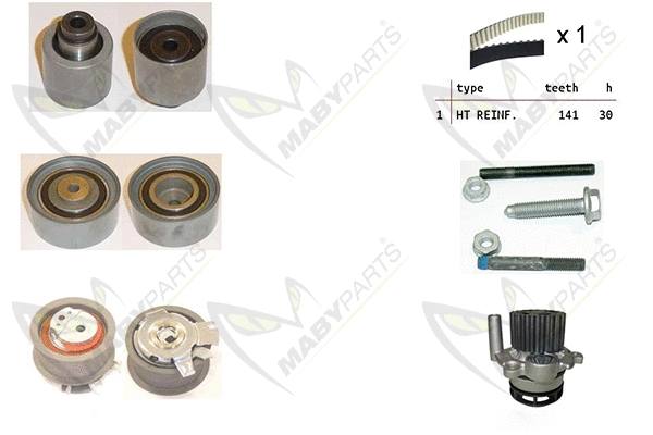 Pompe à eau + kit de courroie crantée MABYPARTS OBKWP0067