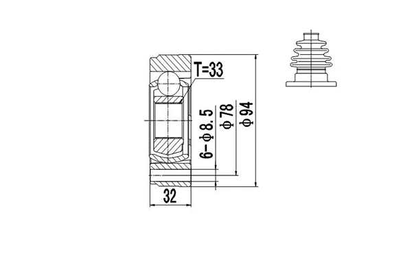 Jeu de joints, arbre de transmission DYNAMATRIX DCV603004
