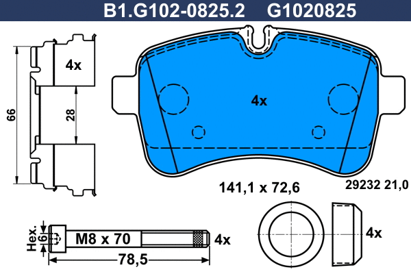 Kit de plaquettes de frein, frein à disque GALFER B1.G102-0825.2