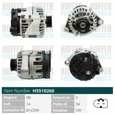 Alternateur HOFFER H5510260