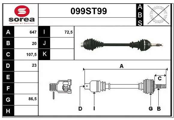 Arbre de transmission STARTCAR 099ST99