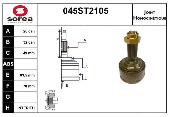 Jeu de joints, arbre de transmission STARTCAR 045ST2105