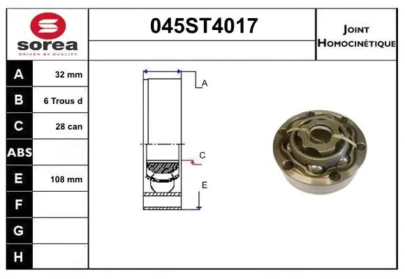 Jeu de joints, arbre de transmission STARTCAR 045ST4017