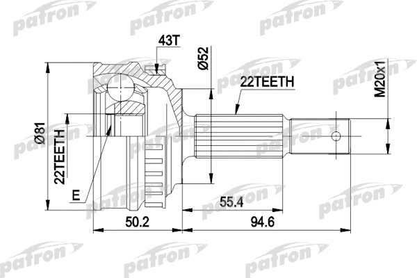 Jeu de joints, arbre de transmission PATRON PCV1057