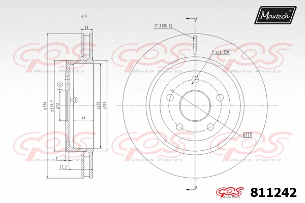 Disque de frein MAXTECH 811242