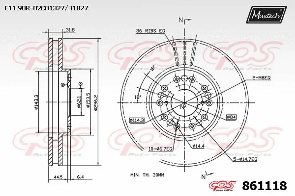 Disque de frein MAXTECH 861118
