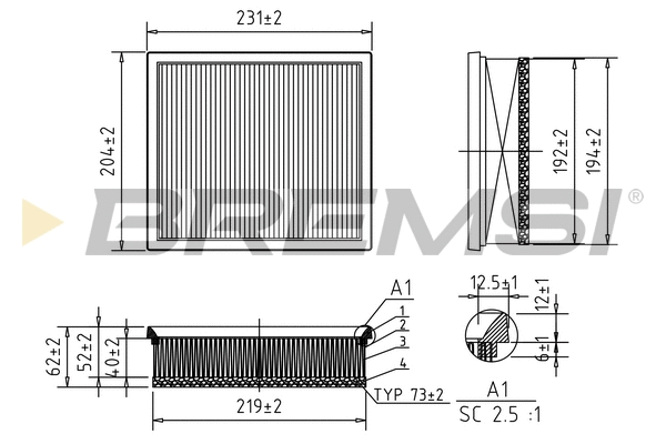 Filtre à air BREMSI FA0598