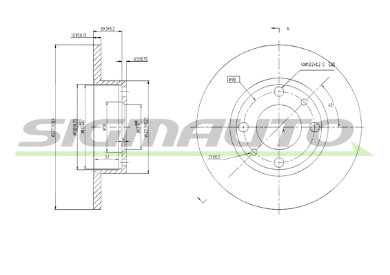 Disque de frein SIGMAUTO DBA083S