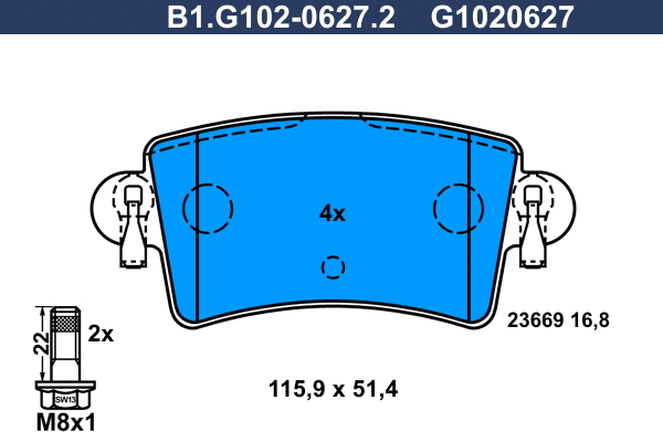 Kit de plaquettes de frein, frein à disque GALFER B1.G102-0627.2