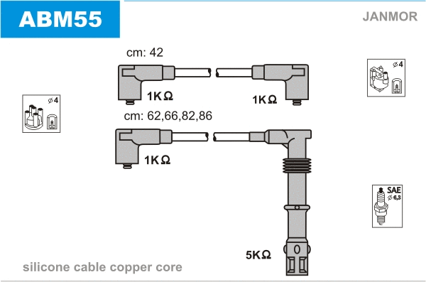 Kit de câbles d'allumage JANMOR ABM55