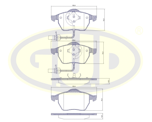Kit de plaquettes de frein, frein à disque G.U.D. GBP880105