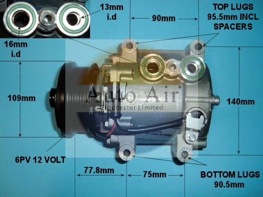 Compresseur, climatisation AUTO AIR GLOUCESTER 14-1006