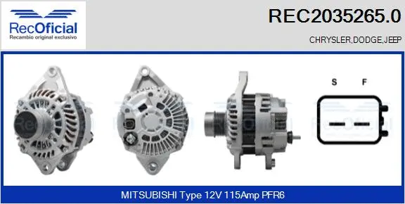Alternateur RECOFICIAL REC2035265.0