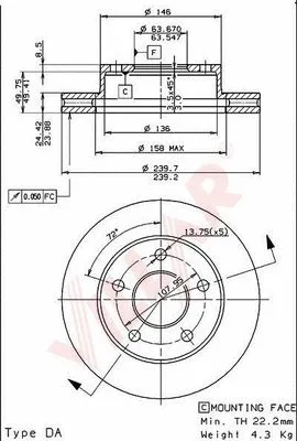 Disque de frein VILLAR 628.1537