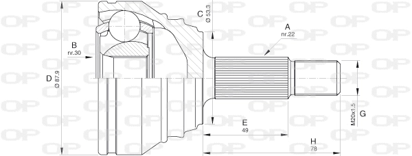 Jeu de joints, arbre de transmission OPEN PARTS CVJ5539.10