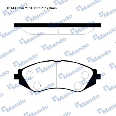 Kit de plaquettes de frein, frein à disque MANDO RMPD03NS