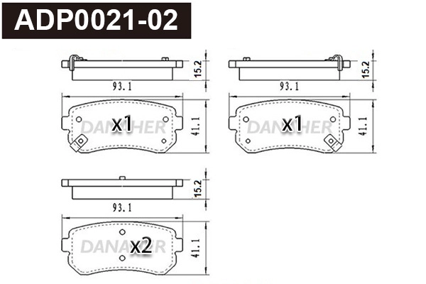 Kit de plaquettes de frein, frein à disque DANAHER ADP0021-02