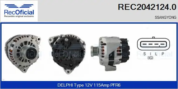 Alternateur RECOFICIAL REC2042124.0