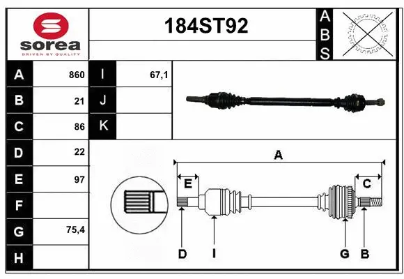 Arbre de transmission STARTCAR 184ST92