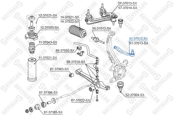 Rotule de barre de connexion STELLOX 51-37012-SX