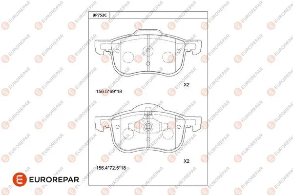 Kit de plaquettes de frein, frein à disque EUROREPAR 1681268380