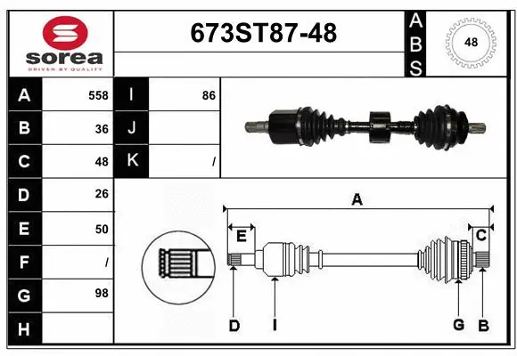Arbre de transmission STARTCAR 673ST87-48