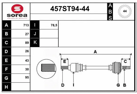 Arbre de transmission STARTCAR 457ST94-44