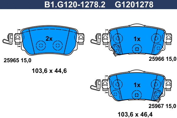 Kit de plaquettes de frein, frein à disque GALFER B1.G120-1278.2