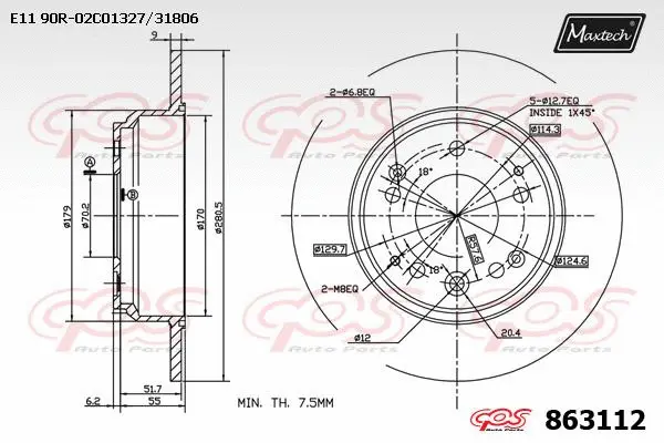 Disque de frein MAXTECH 863112