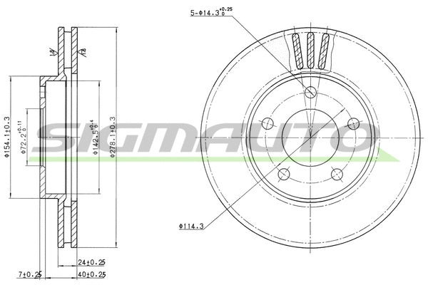 Disque de frein SIGMAUTO DBB209V