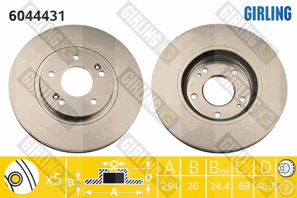 Disque de frein GIRLING 6044431
