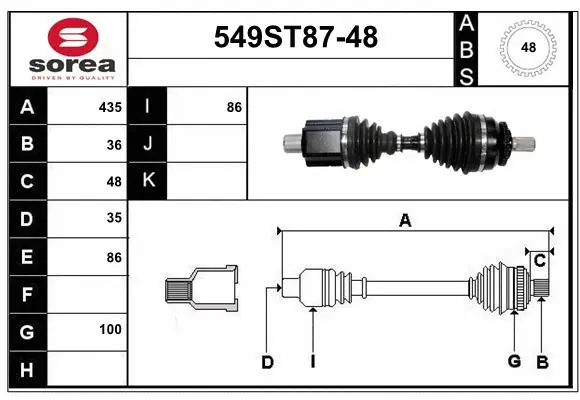 Arbre de transmission STARTCAR 549ST87-48