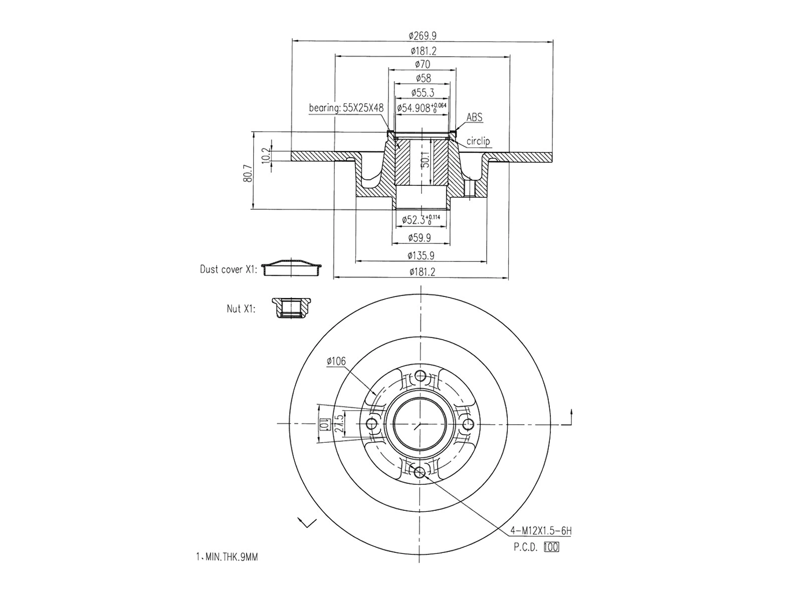 Disque de frein A.Z. Meisterteile AZMT-44-024-1287