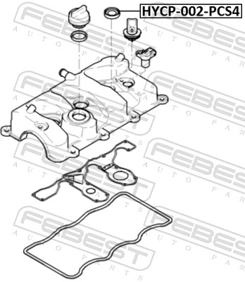 Jeu de joints, culasse FEBEST HYCP-002-PCS4