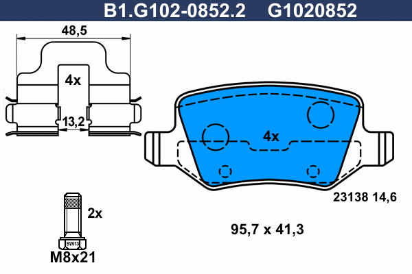 Kit de plaquettes de frein, frein à disque GALFER B1.G102-0852.2