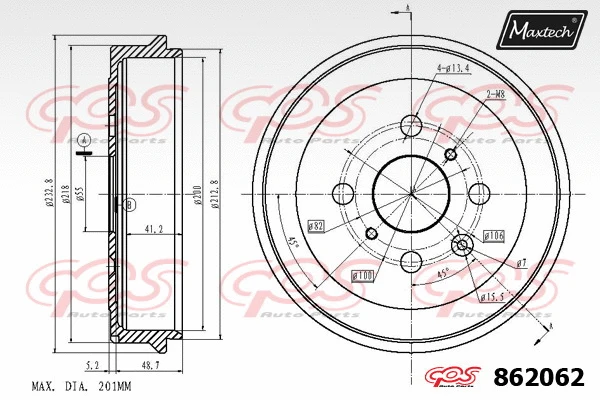 Tambour de frein MAXTECH 862062