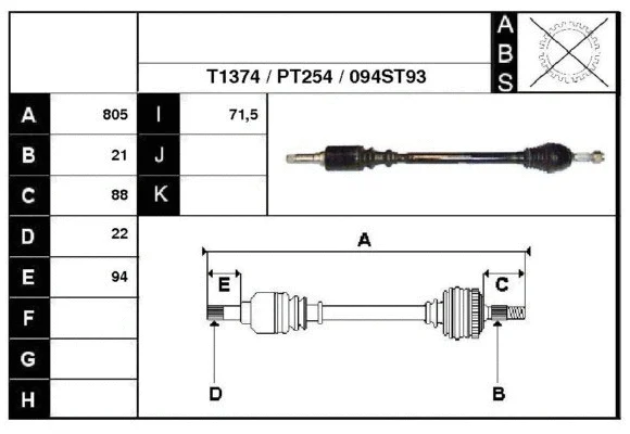 Arbre de transmission Technika 28094