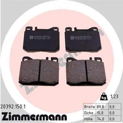 Kit de plaquettes de frein, frein à disque ZIMMERMANN 20392.150.1