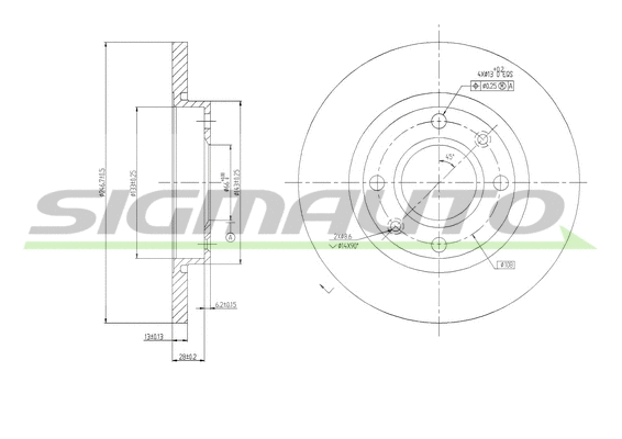 Disque de frein SIGMAUTO DBA995S